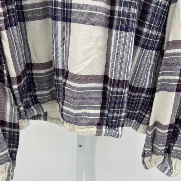 Anthropologie Cloth & Stone  Glacier Plaid Blouse - Size Small - Picture 8 of 10